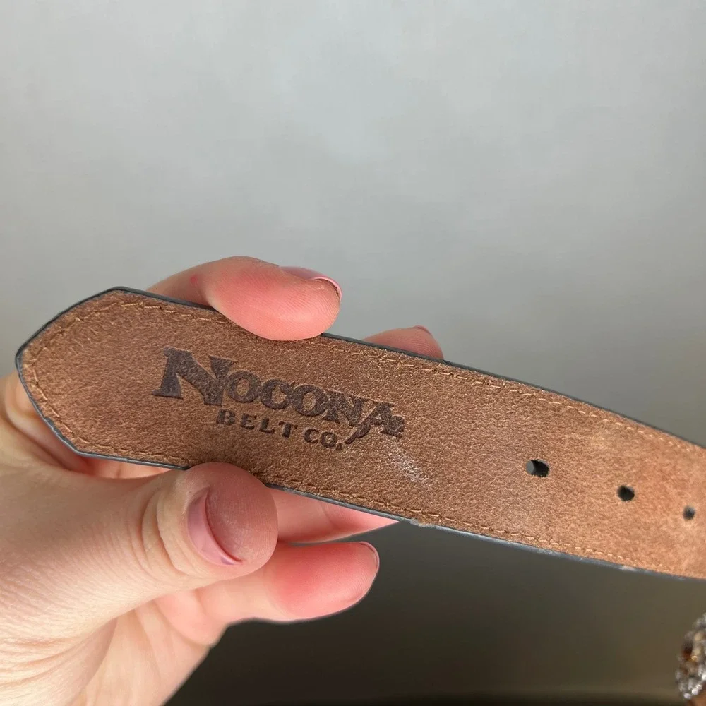 Nocona Belt Co Kids Tan Leather Western Embroidered Concho Belt Size 20 N4418444
